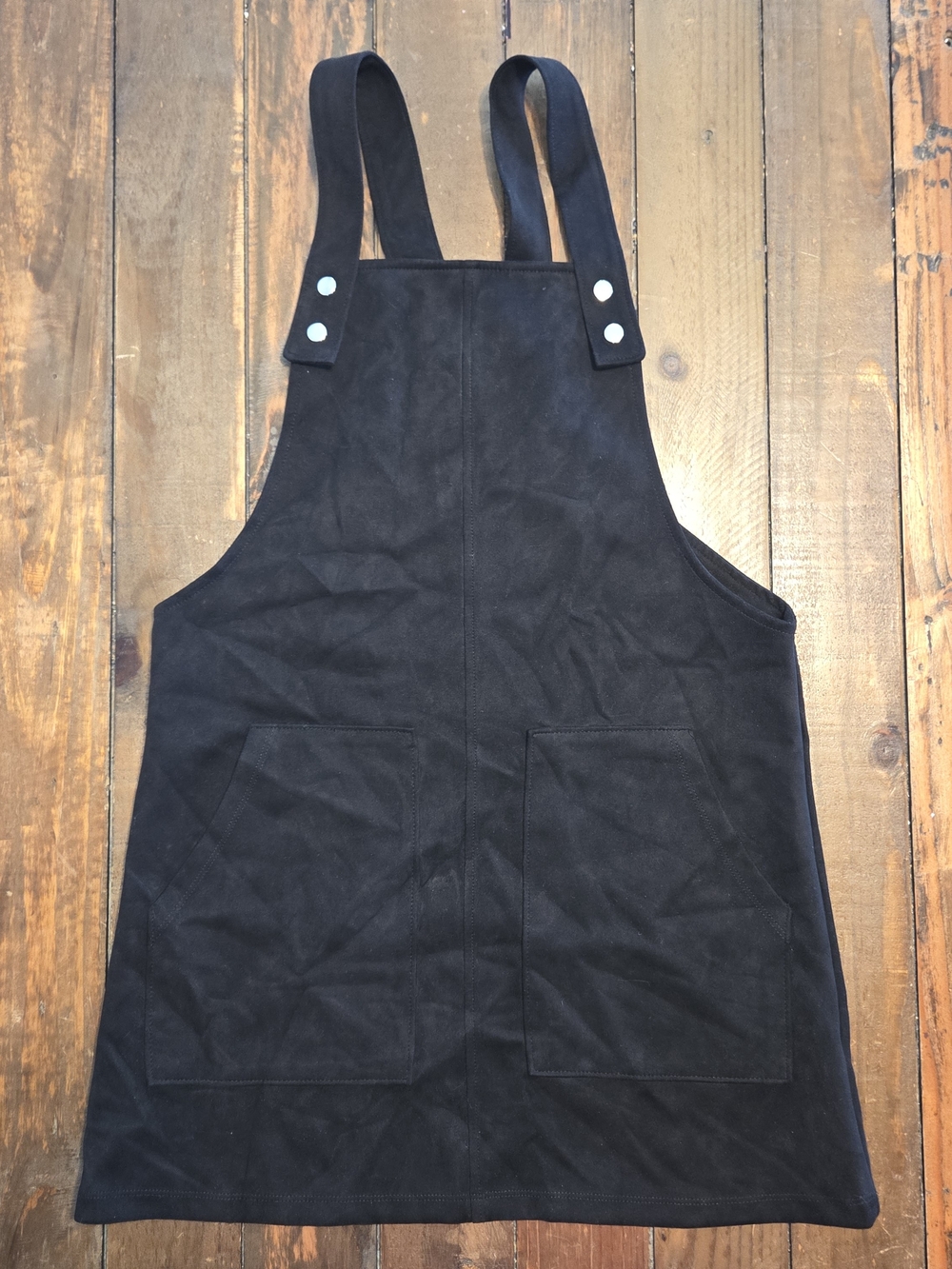 Forever 21 Black Suede-Look Pinafore Apron Dress